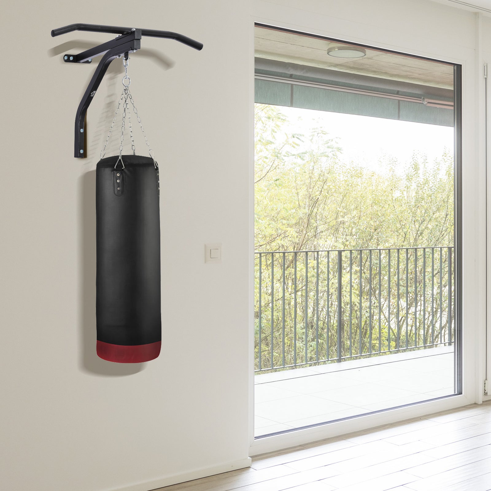Heavy Bag Hanger Wall Mount With Chain & Swivel | Black