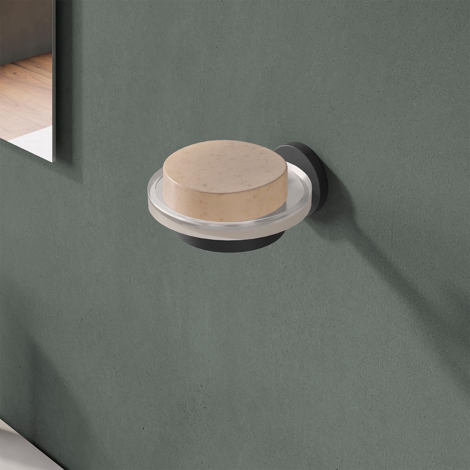 Soap Dish, Wall-mounted, Glass And Metal, Matt Black, Start Collection