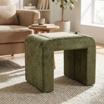 Modern Upholstered Footstool | Green