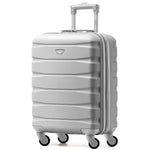 55x40x20cm Lightweight Luggage Hard Shell Cabin Suitcase 60+ Airlines Approved - Carry On Case - 4 Wheels | 55 x 40 x 20cm | Silver