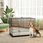 Pawhut Dog Crate With 2 Doors, Tray, Soft Cushion, For Extra Small Medium And Large Dogs | Black