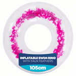Transparent Inflatable Swim Ring With Faux Feathers | One Size | Pink