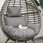 Rattan Wicker Teardrop Chair Lounger Soft Cushioned Patio | Gray