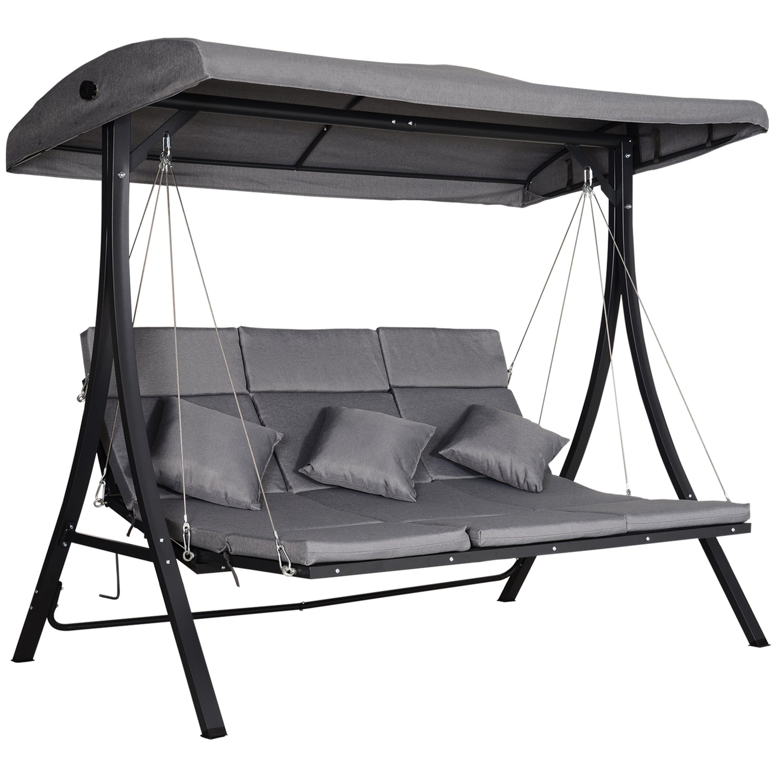 Outdoor 3-person Porch Swing Chair Chaise Lounge Garden