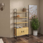 4-tier Bookshelf Bookcase With Double Door Cabinet