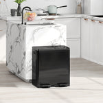 2 X 20l Dual Rubbish Bin Pedal Bin For Recycling And Waste | Black