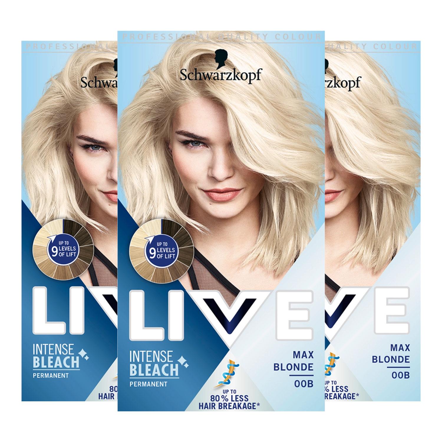 Live Intense Bleach Permanent Hair Dye Glossyshine,00b Max Blonde 3x