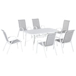 7 Piece Garden Dining Set, Table And Chairs, Grey