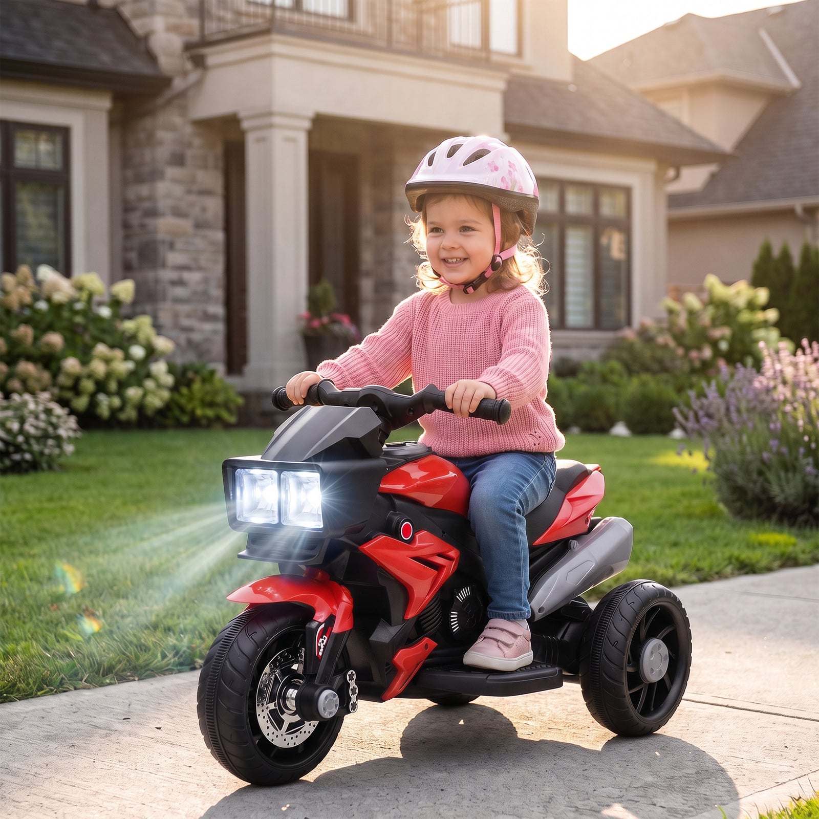 Kids Electric Motorcycle Ride-on Toy W/ High-traction Wheels | Red