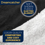 Sherpa Fleece Electric Heated Throw Over Blanket Double Polyester 160cm X 120cm | L | Black