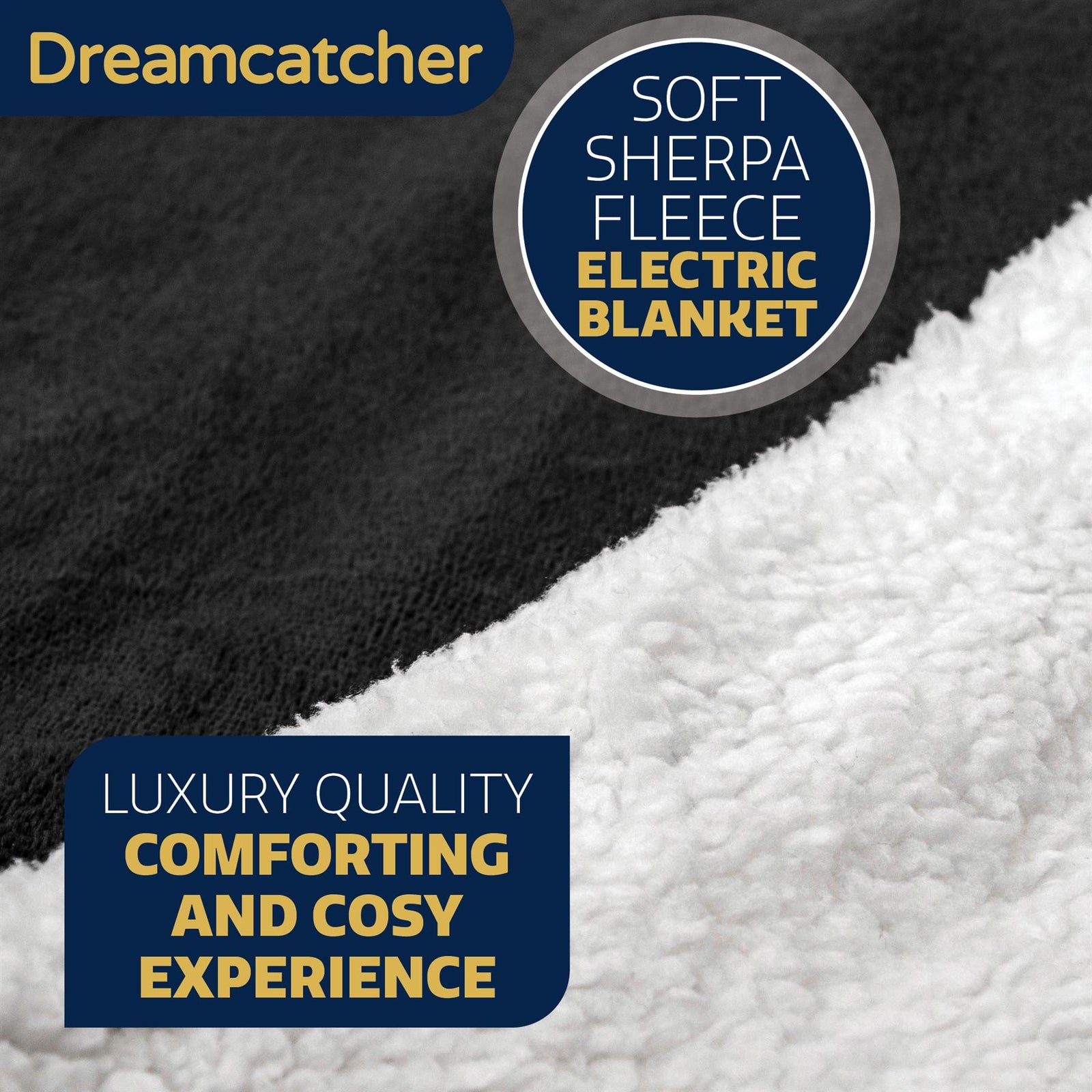 Sherpa Fleece Electric Heated Throw Over Blanket Double Polyester 160cm X 120cm | L | Black