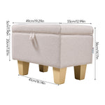 Linen Upholstered Storage Ottoman | Beige