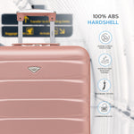 56x45x25cm Hard Cabin Suitcase - Lightweight 2-Wheel ABS Carry On Hand Luggage | Cabin | Rose
