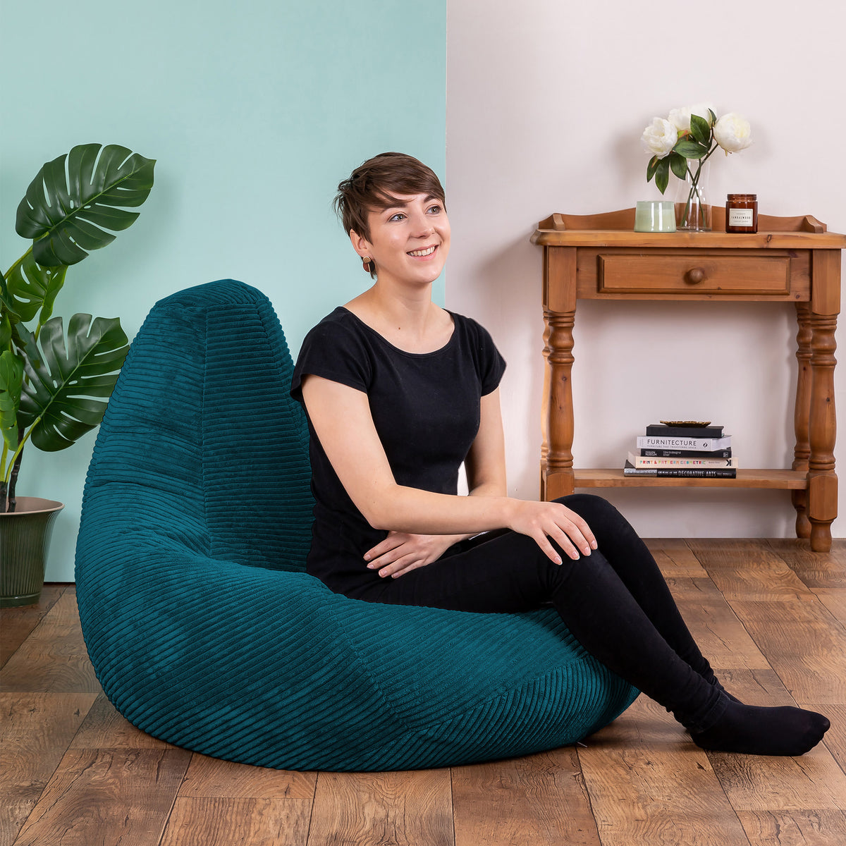 Dalton Cord Bean Bag Chair | Teal