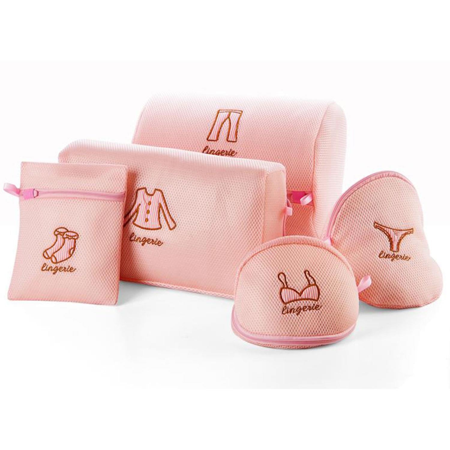 Zippered Mesh Laundry Clothes Bra Washing Bag, Pink