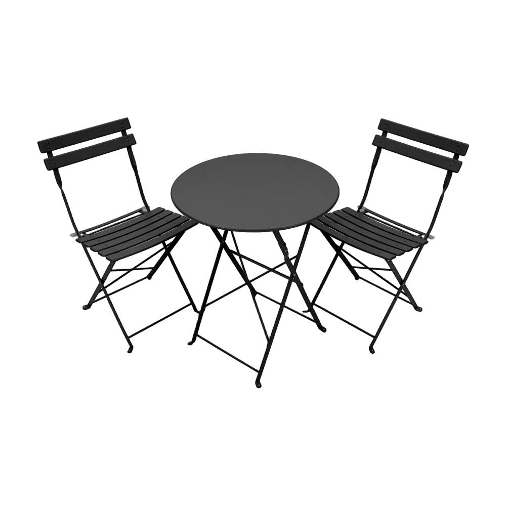 3-piece Outdoor Folding Bistro Set | Black