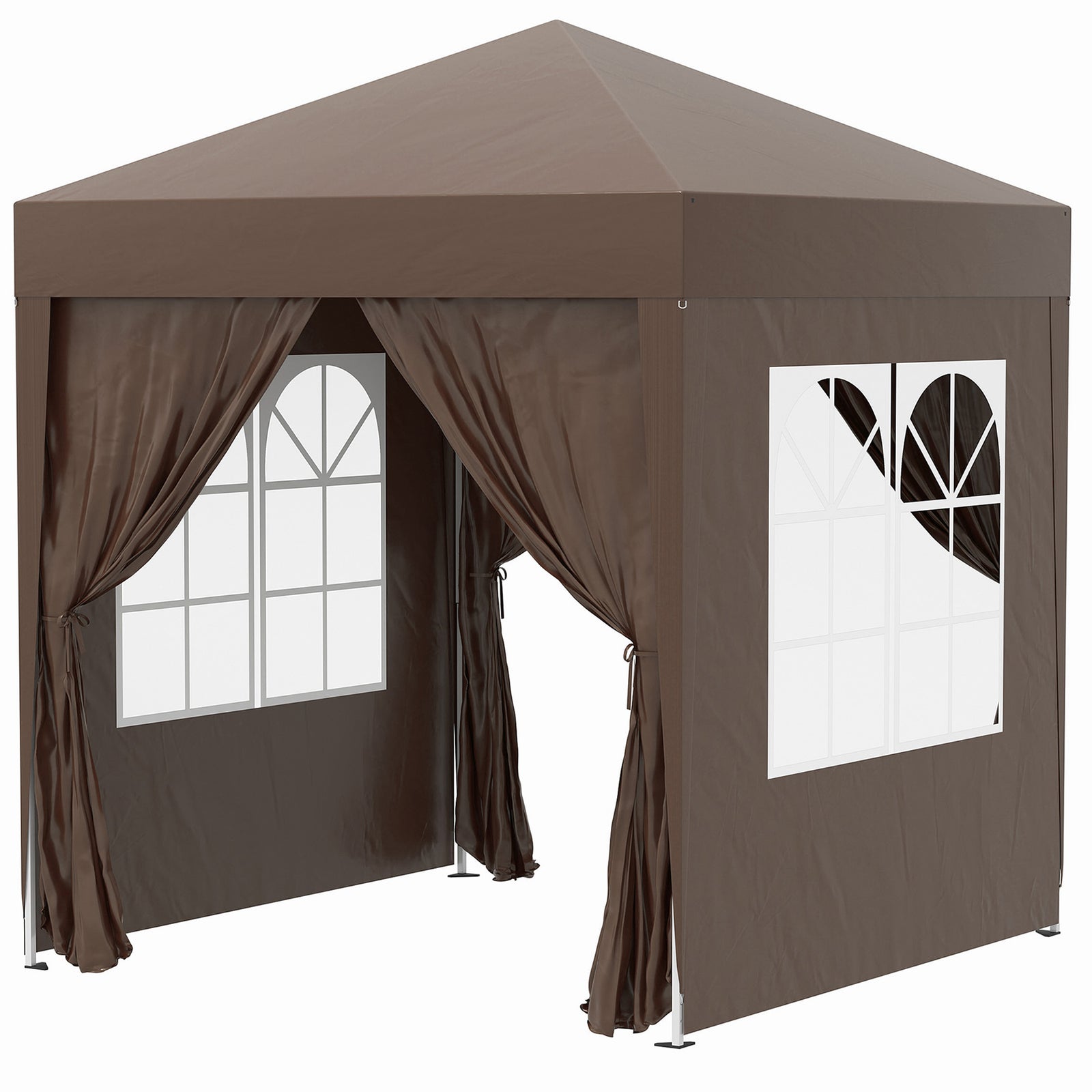 2mx2m Pop Up Gazebo Party Tent Canopy Marquee W/ Storage Bag | Coffee