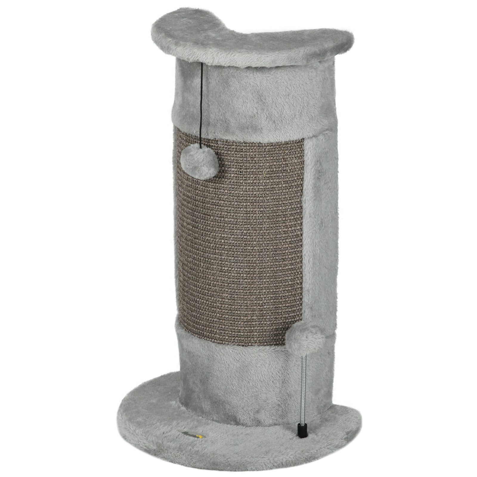 58cm Cat Scratching Post For Corner Wall W/ Covered Plush, Play Balls