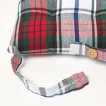 Tartan Check Seat Pad With Button Straps 100% Cotton, 40 X 40 Cm | Set of 1 | Red