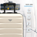 55x35x20cm Cabin Carry On Suitcase Hard Shell Overhead Luggage 100+ Airlines Approved | Cabin | Cream & Black
