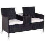 Rattan Chair Garden Furniture Patio Companion Seat Table | Black