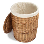 White Cotton Lined Light Steamed Round Laundry Baskets | Small | White