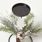 HOMESCAPES Frosted Artificial Pine Branch Christmas Candle Holder