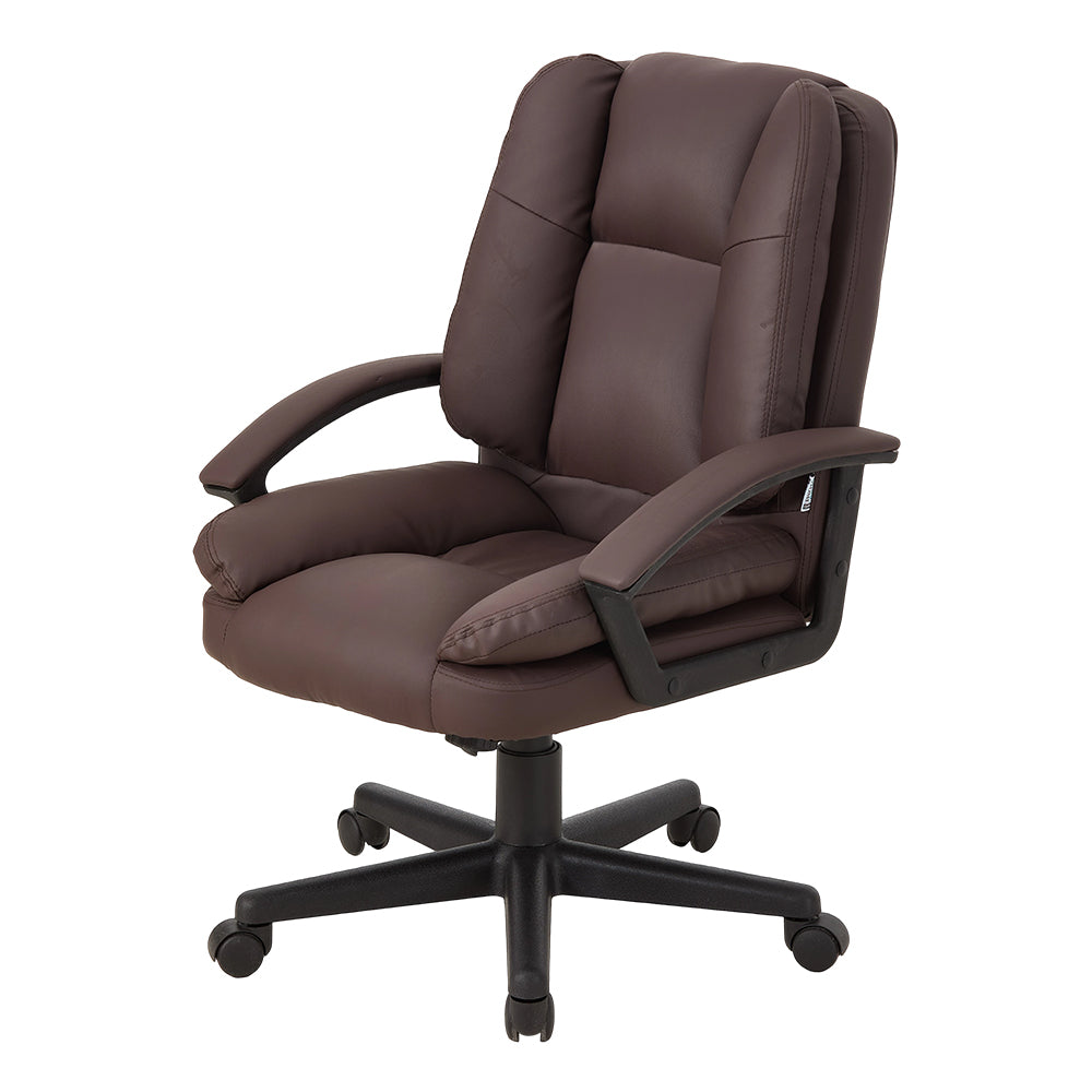 Pu Office Chair With High Back, Adjustable Gas Lift, 360° Swivel & Armrests | Brown