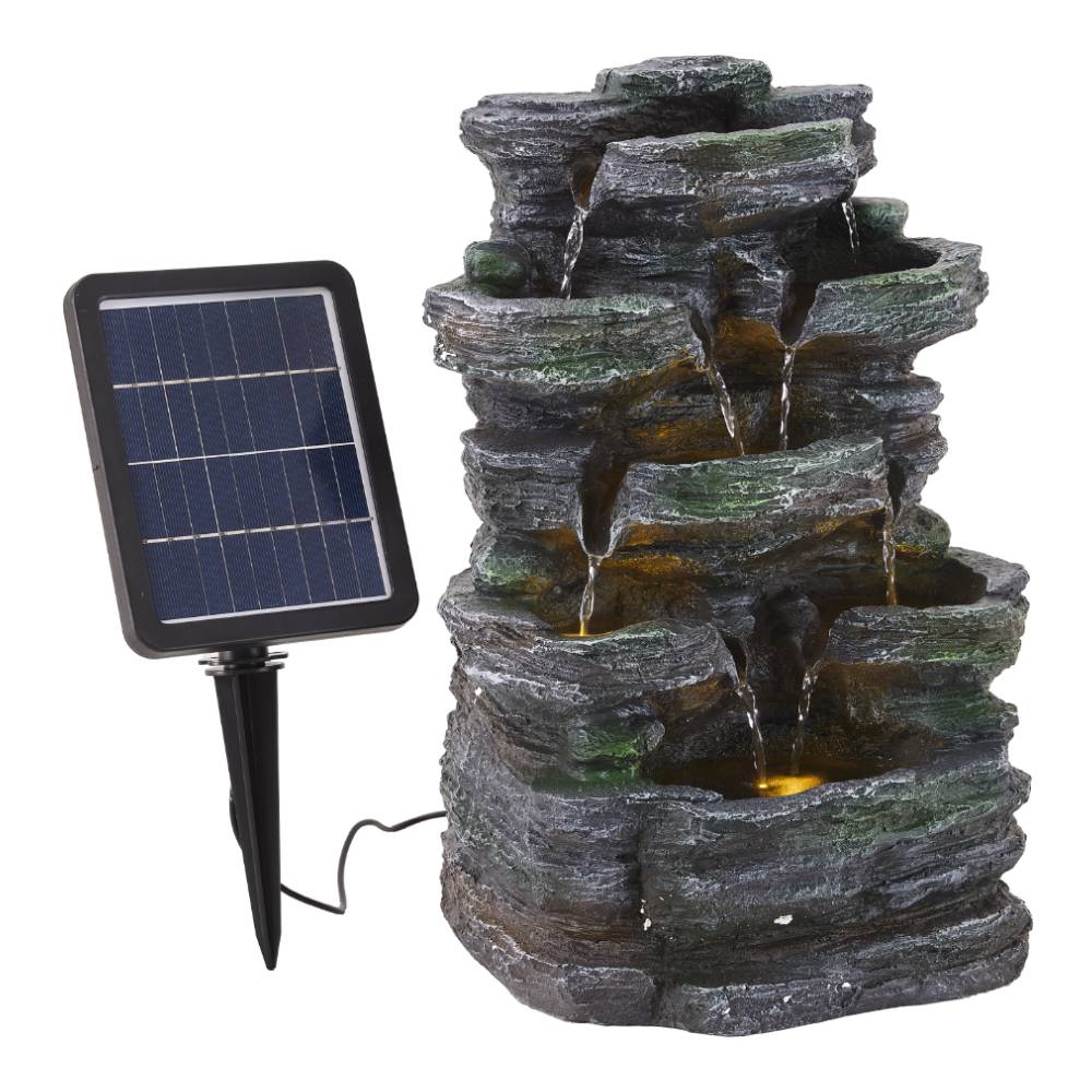 Faux Rock Garden Fountain With Lights