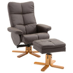 Recliner Chair And Footstool Pu Leather Wooden Base | One Size | Brown