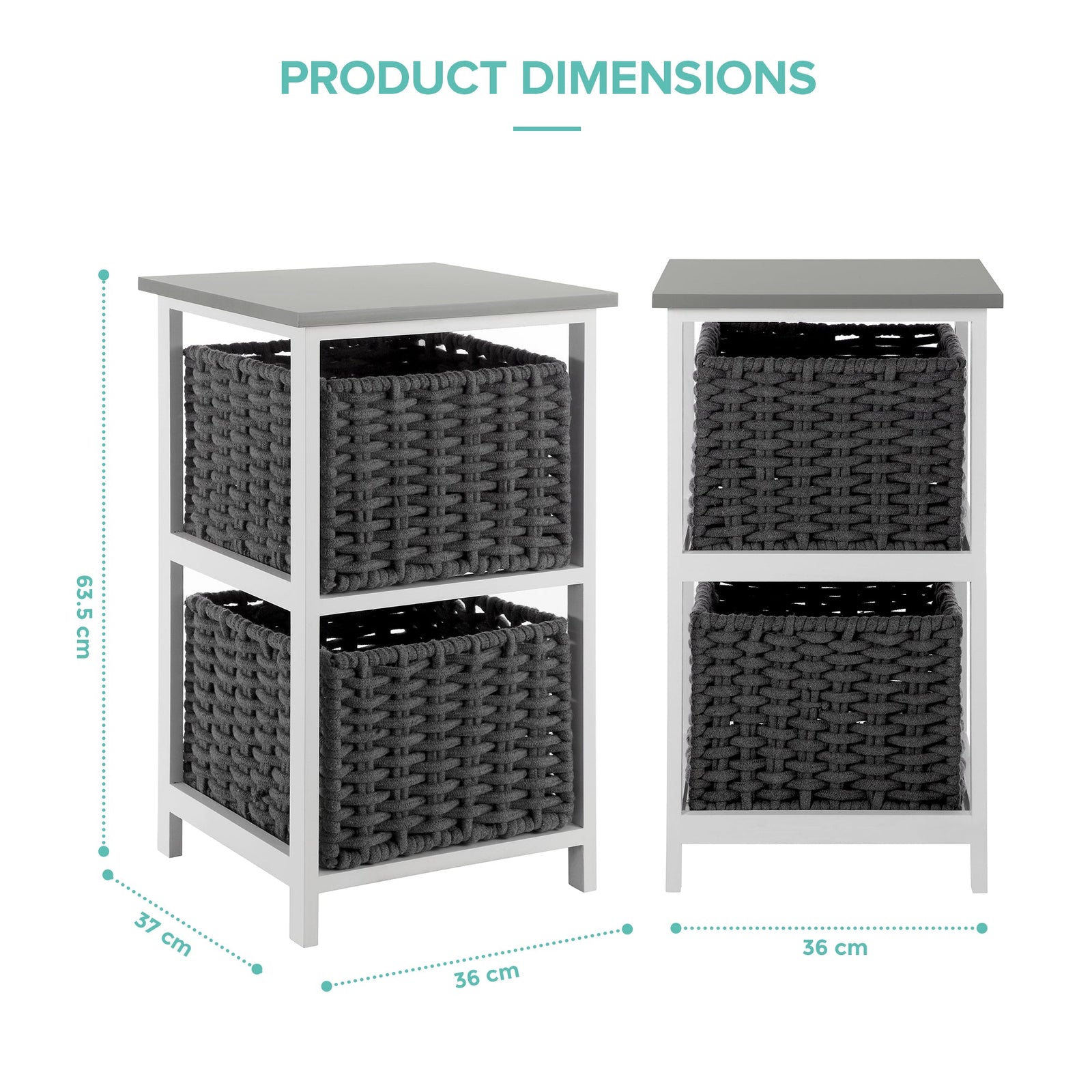 Habi 2 Drawer Storage Unit - Grey
