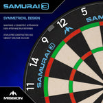 Samurai 3 Dartboard - Professional - Knife Wire - Black Number Ring | One Size | Multi