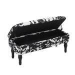 Cow Print Velvet Upholstered Storage Bench