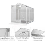 Polycarbonate Greenhouse With Base– Aluminium Frame Walk-in Greenhouse With Sliding Door & Ventilation Window For Plants & Flowers | Large | Clear