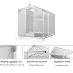 Polycarbonate Greenhouse With Base– Aluminum Frame Walk-in Greenhouse With Sliding Door & Ventilation Window For Plants & Flowers | Medium | Clear