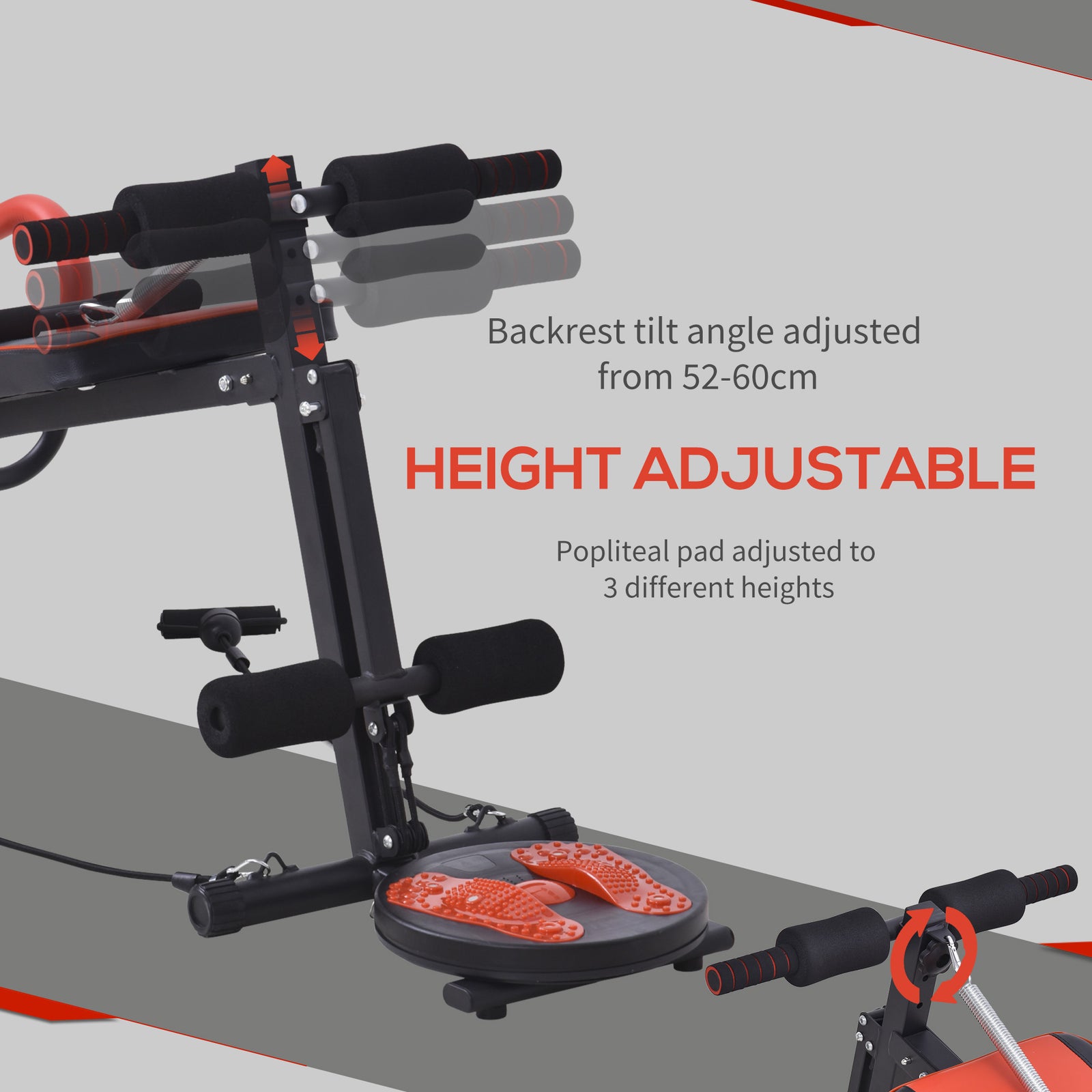 Sit Up Bench With Resistant Rope And Twist Disc | Black