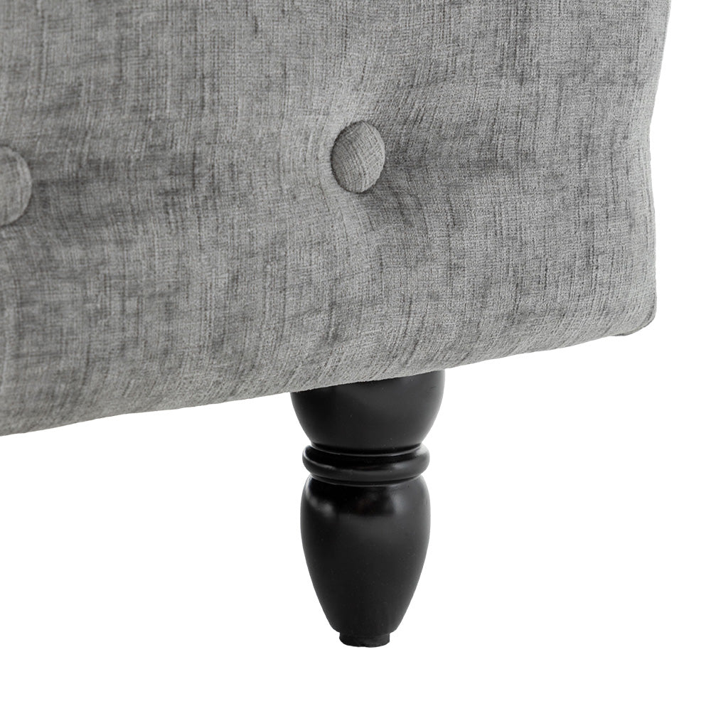Left Hand Facing Chenille Chaise Lounge With Storage And Pillow | Grey