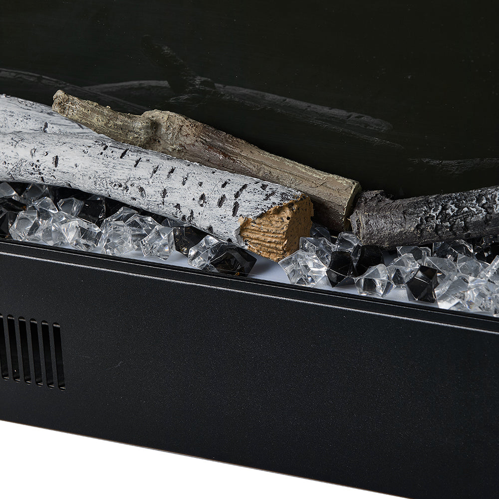 Modern Electric Fireplace – 12 Flame Colors, 6 Brightness Levels, Smart App & Remote Control, High-carbon Steel Housing | Large | Black