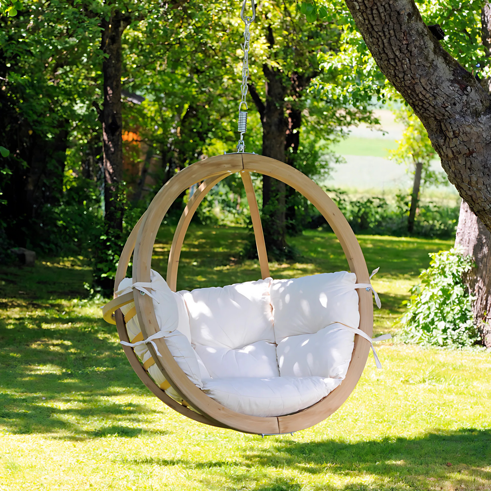 Globo Single Seat Weatherproof Hanging Egg Hammock Chair in Natura