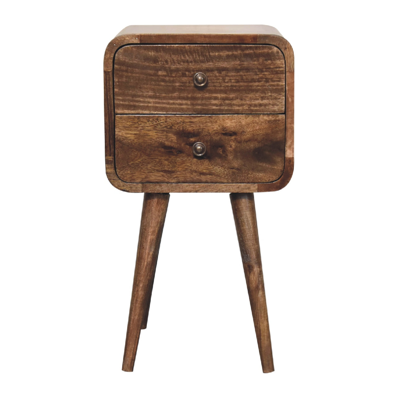Solid Wood Mini Curved Grey Washed Bedside