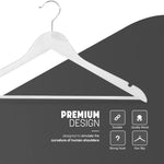 20 Pack Wooden Clothes Hangers With Non Slip Bar | White