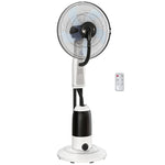 18" Pedestal Fan With Water Mist Spray Standing Fan, 2.8l Tank, White