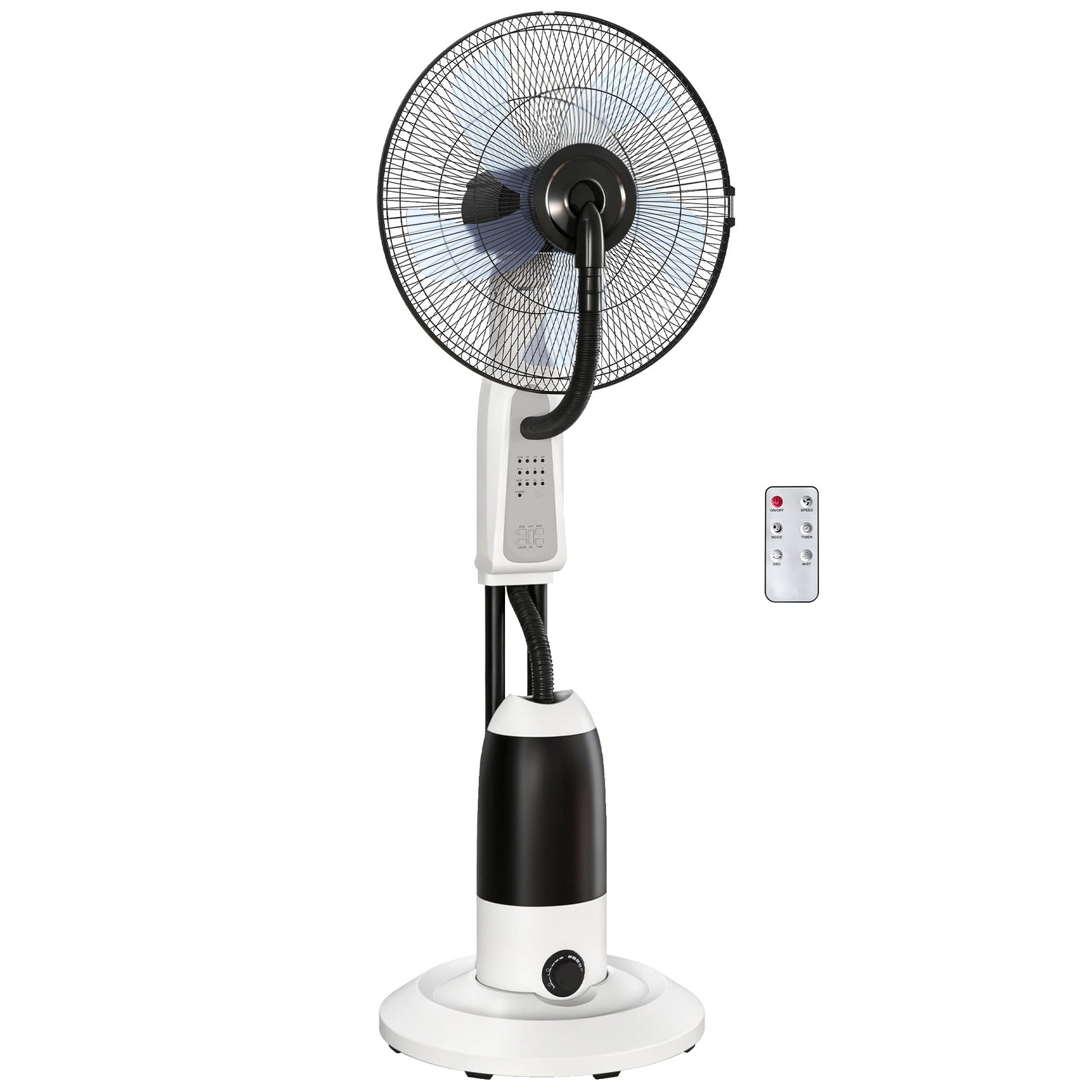 18" Pedestal Fan With Water Mist Spray Standing Fan, 2.8l Tank, White