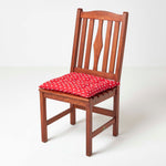 Red Polka Dot Seat Pad With Button Straps 100% Cotton, 40 X 40 Cm | Set of 1 | Red