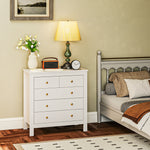 Fluted Bedroom Chest Of Drawers W/ 5 Drawers Gold Tone | One Size | White