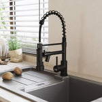 Stainless Steel Kitchen Faucet With Pull Down Spring Spout And Pot Filler | Black