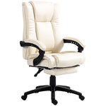 Pu Leather Office Chair W/ Foot Rest | Cream