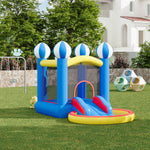 Inflatable Bouncy Castle With Hot Air Balloon Print, Kids Jumping Castle With Slide, Heavy-duty Oxford Fabric, 370w Blower Included