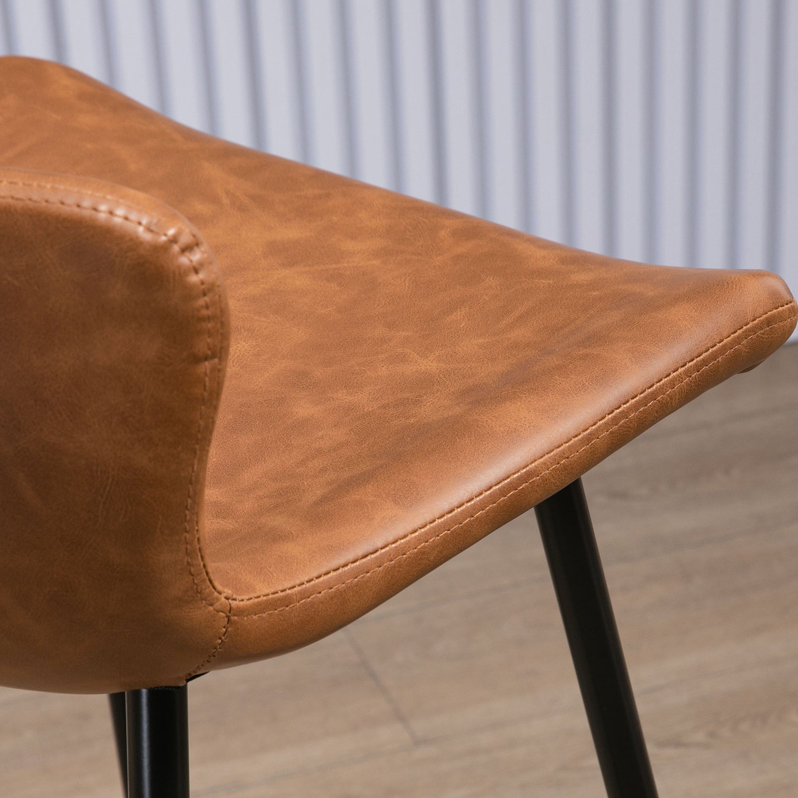 Pu Leather Bar Chairs With Back Set Of 2