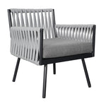 4-piece Garden Furniture Set With Sofa, 2 Armchairs & Table, Galvanised Steel Frame, Rope Weave Design, Weather-resistant Cushions | Grey
